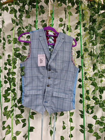 Blue check corset waistcoat