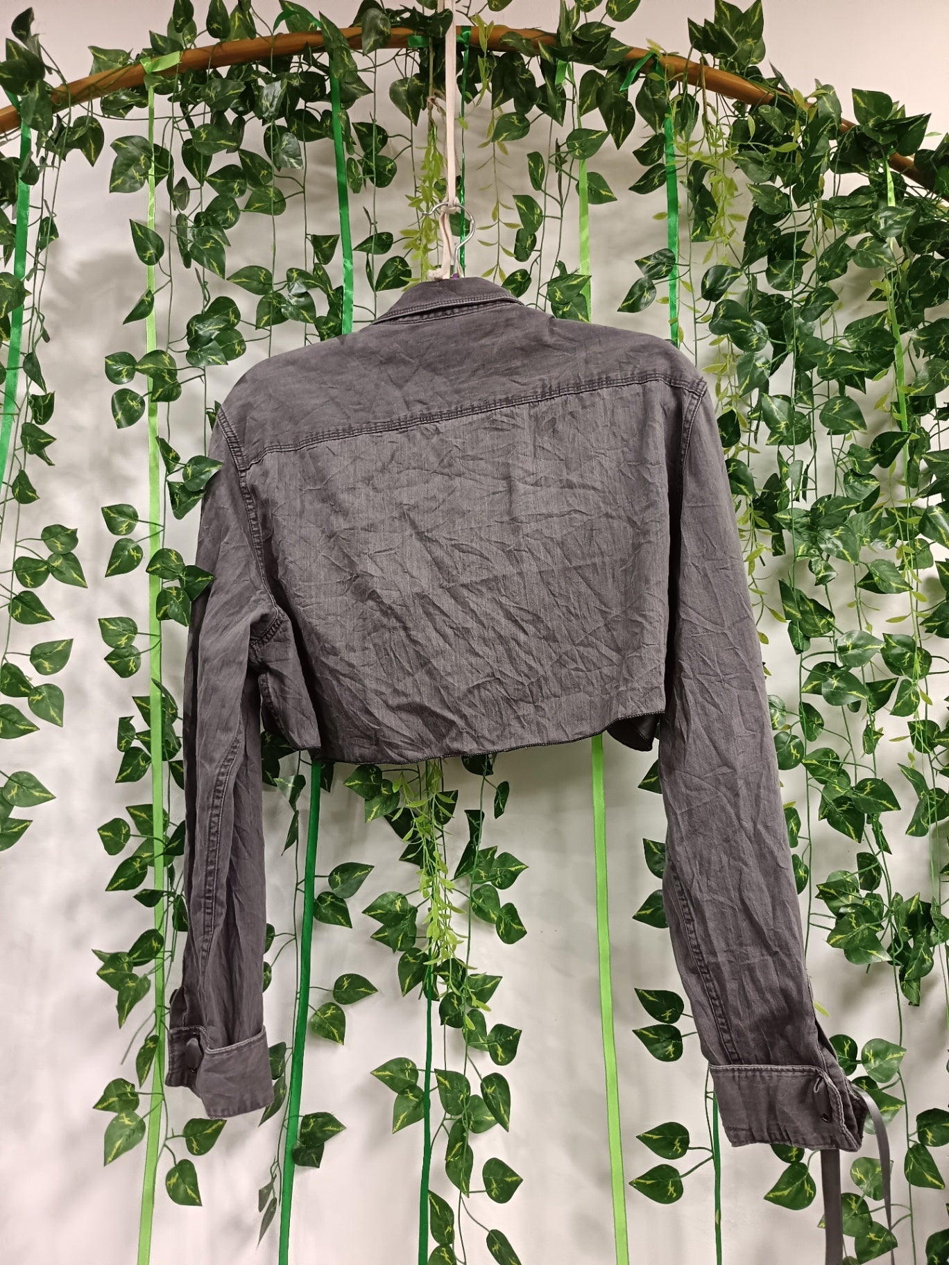Cropped shirt grey denim CK