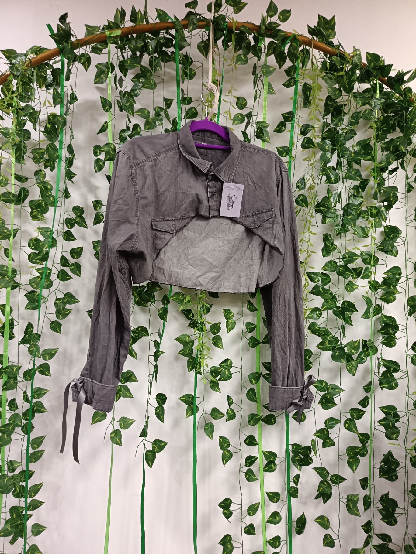 Cropped shirt grey denim CK