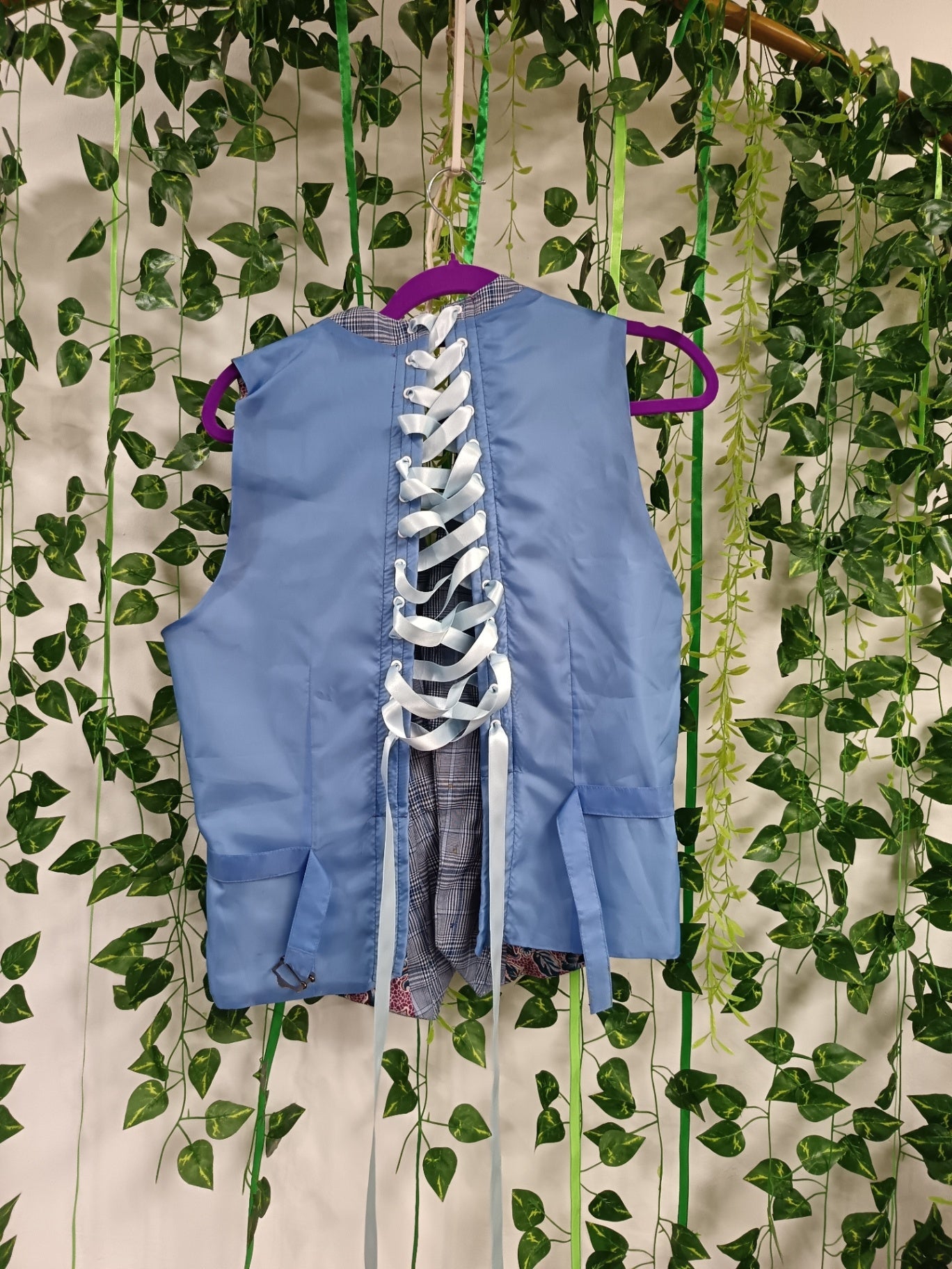 Blue check corset waistcoat