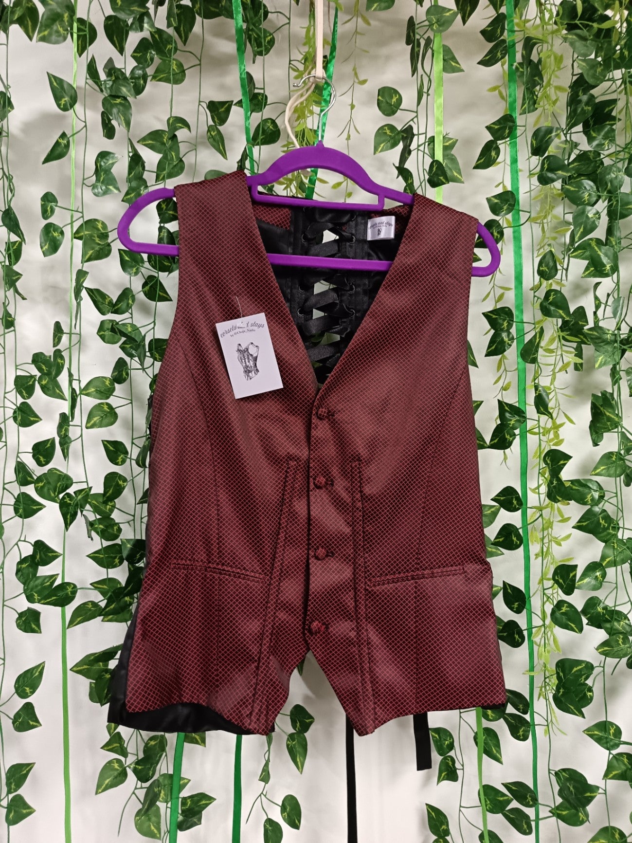 Red pattern corset waistcoat