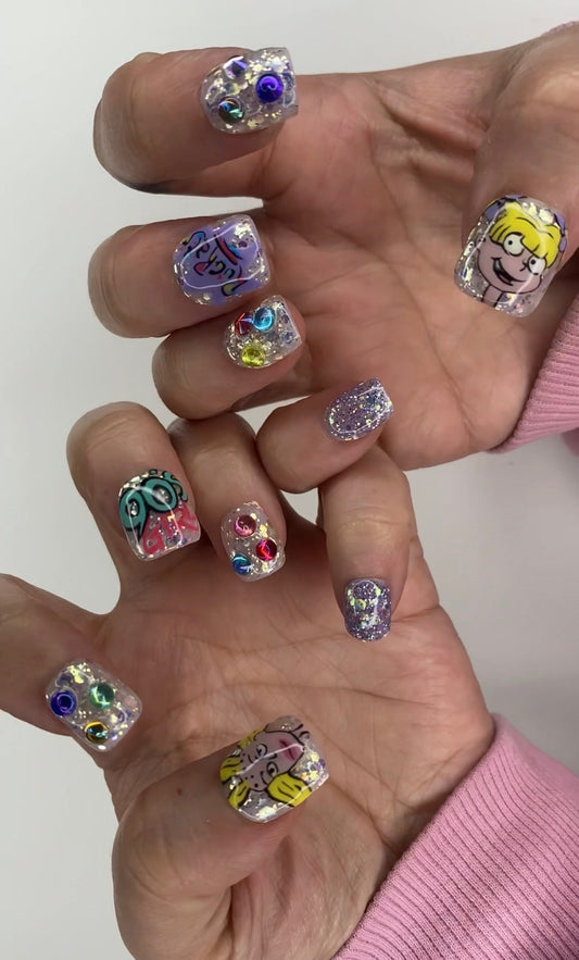 Hand Painted RugRats - Angelica & Cynthia 90s Nails