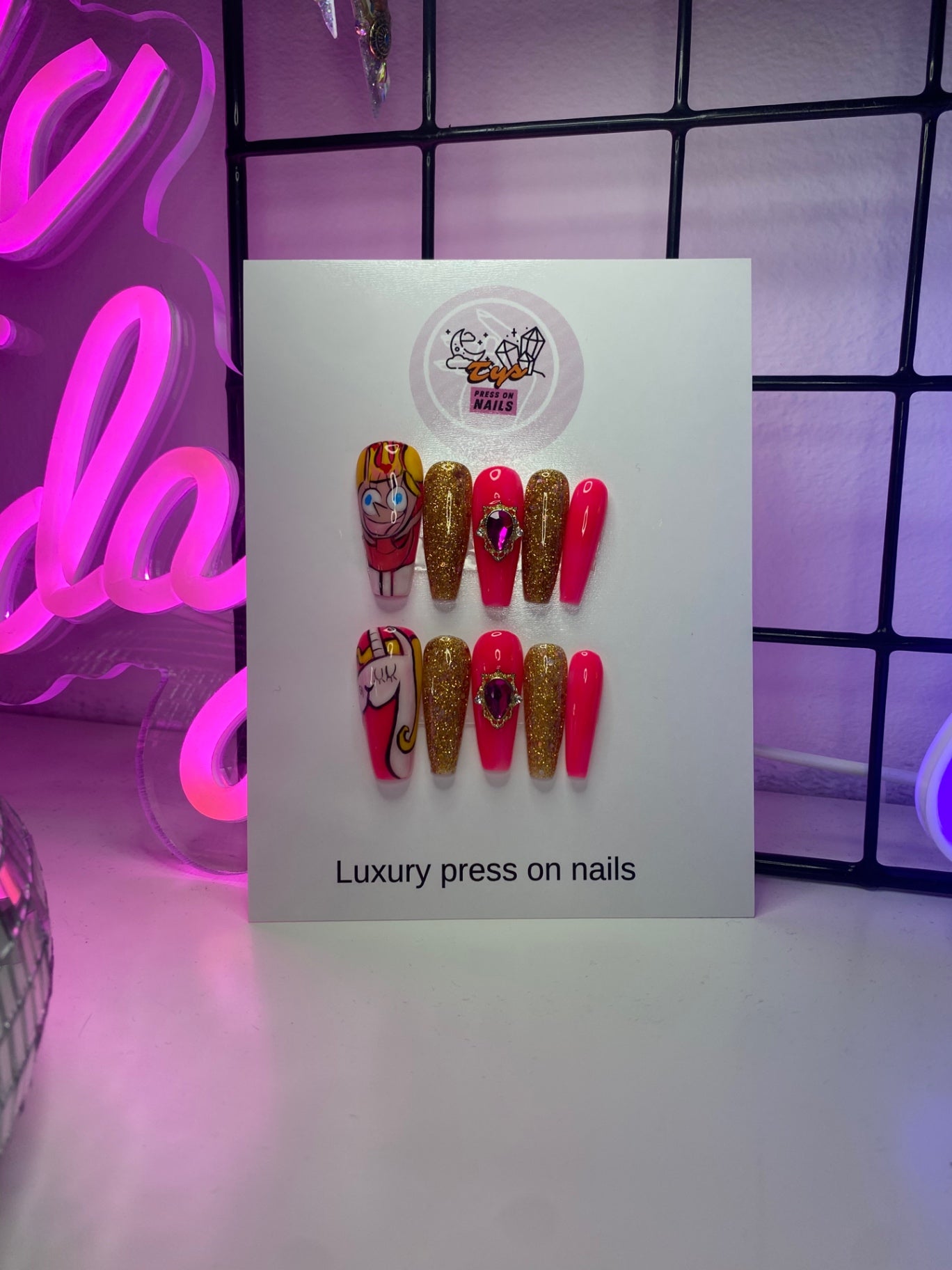 Hand Painted Dexters Lab - Dee Dee Nails