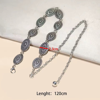Silver Etched Boho Chain Belt