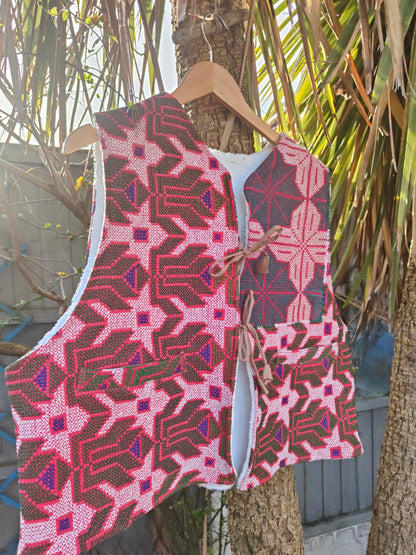 Woodstock Reversible Gilet - Vintage kantha fabric