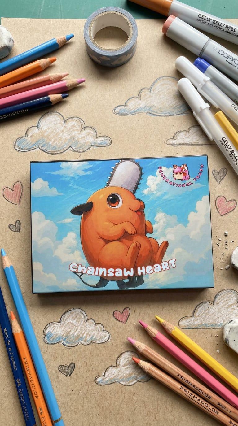 Chainsaw Man Inspired Pochita Chainsaw Heart Eyeshadow Palette