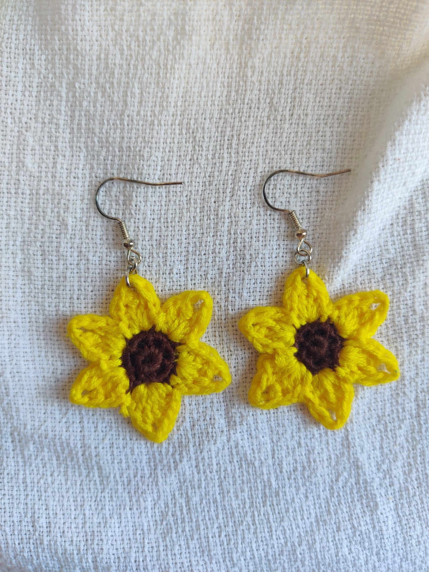 Crochet sunflower earrings
