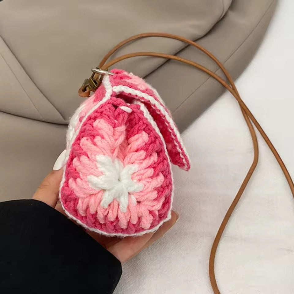 Mini Crochet Pinky Red Purse Bag