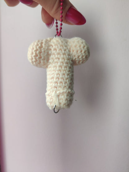Crochet willy keychain white