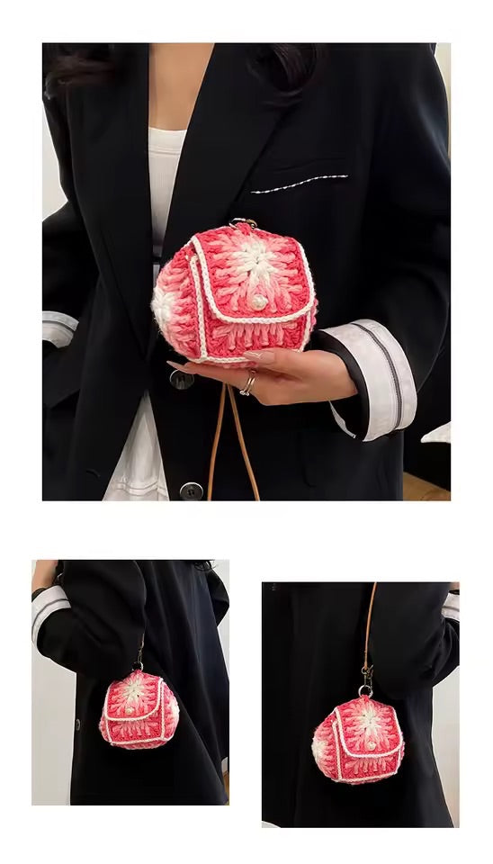 Mini Crochet Pinky Red Purse Bag