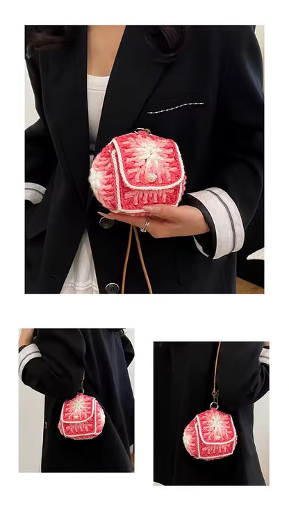 Mini Crochet Pinky Red Purse Bag