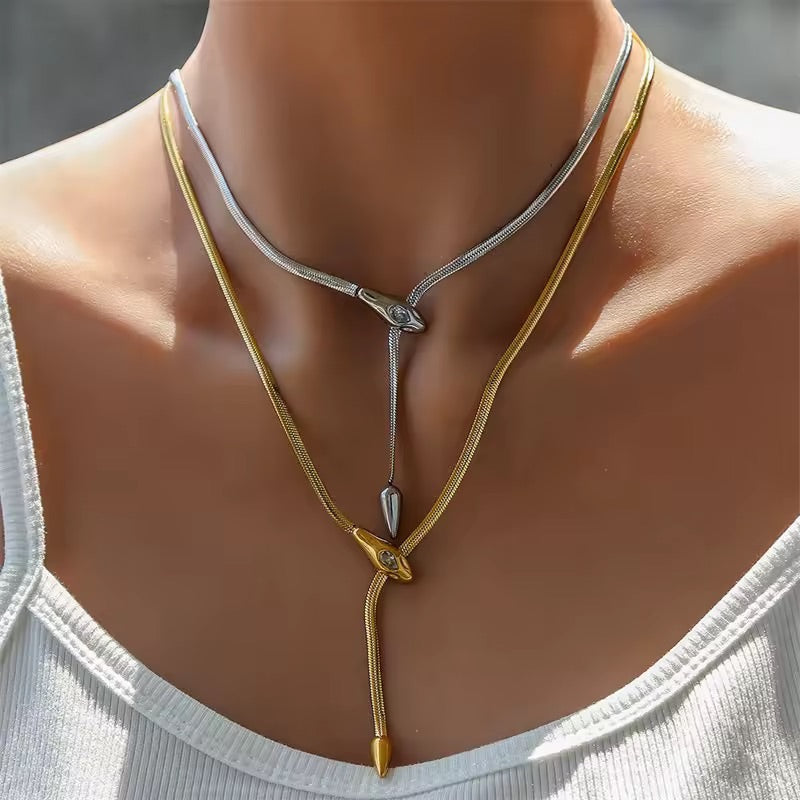Serpent Knot Silver Necklace 