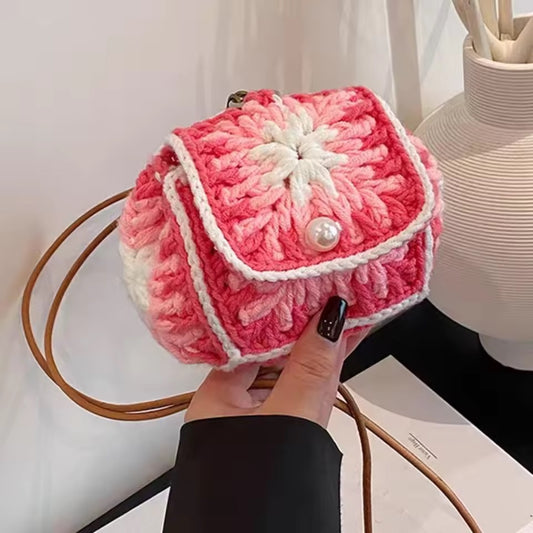 Mini Crochet Pinky Red Purse Bag
