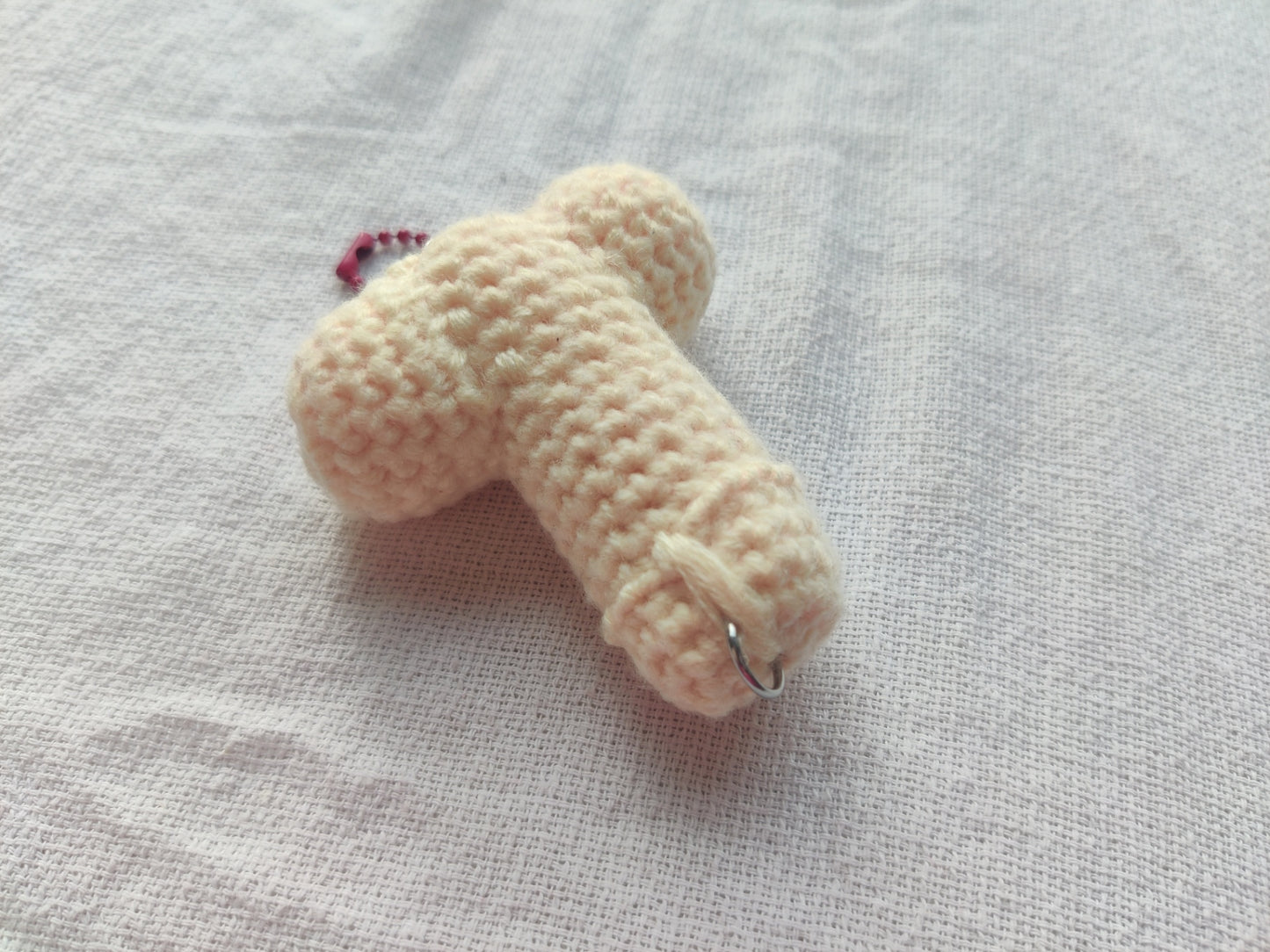 Crochet willy keychain white