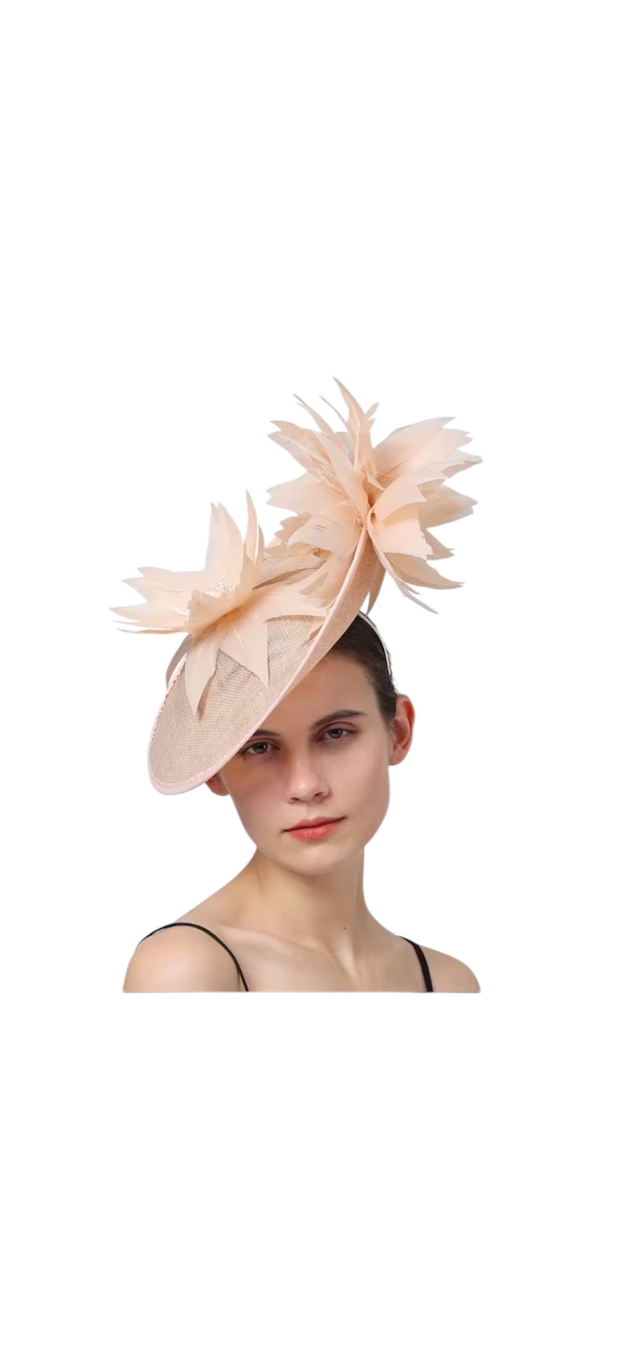 Large Feather Flower Spacer Fascinator Khaki