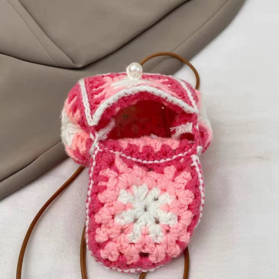 Mini Crochet Pinky Red Purse Bag