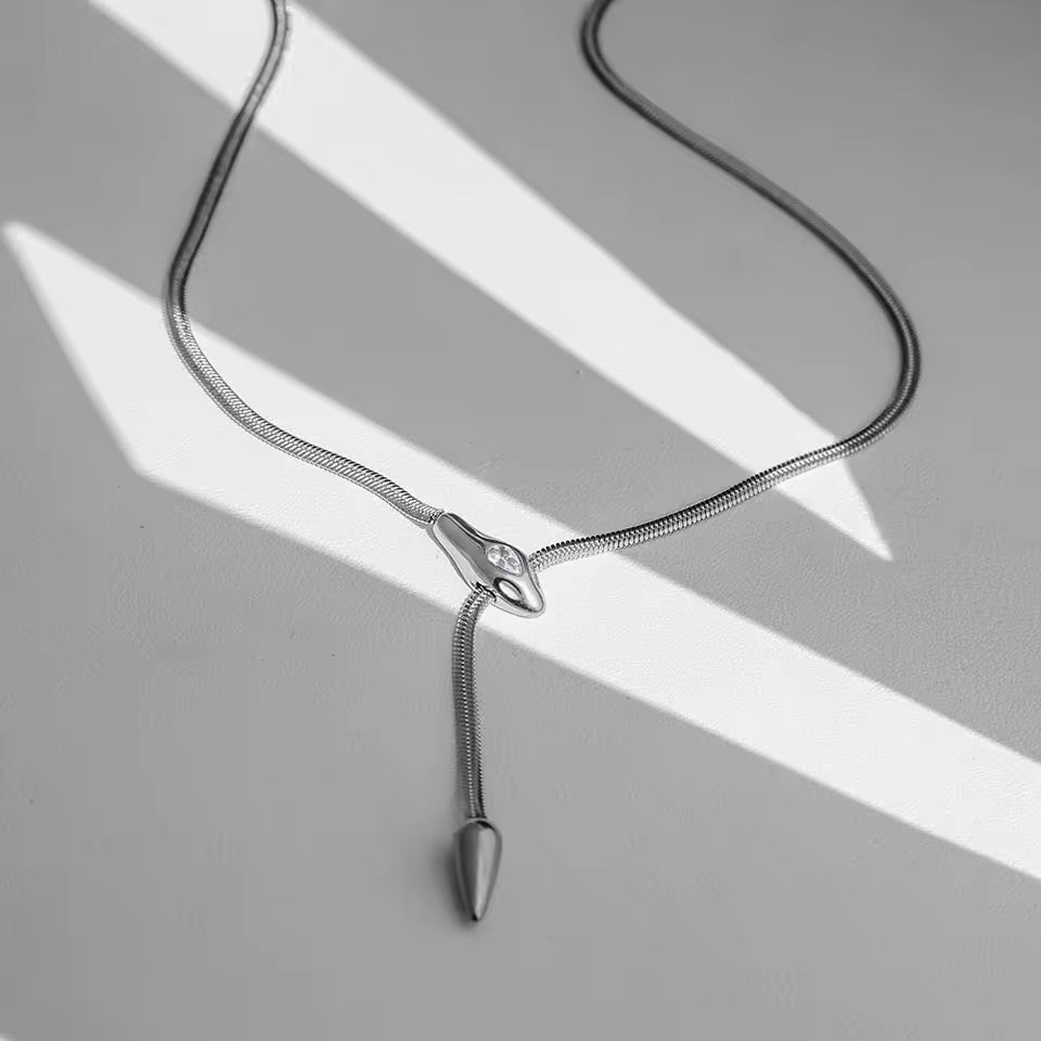 Serpent Knot Silver Necklace 