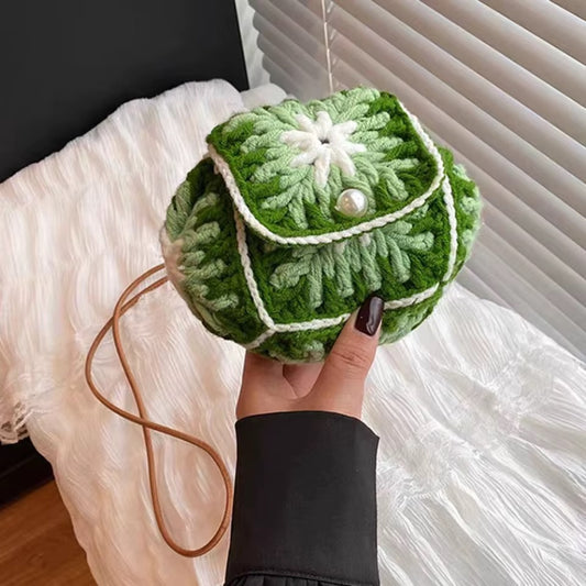 Mini Crochet Green Purse Bag