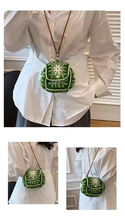 Mini Crochet Green Purse Bag