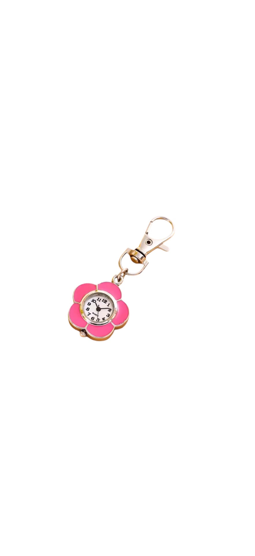 Flower Watch Key/Bag Charm Pink
