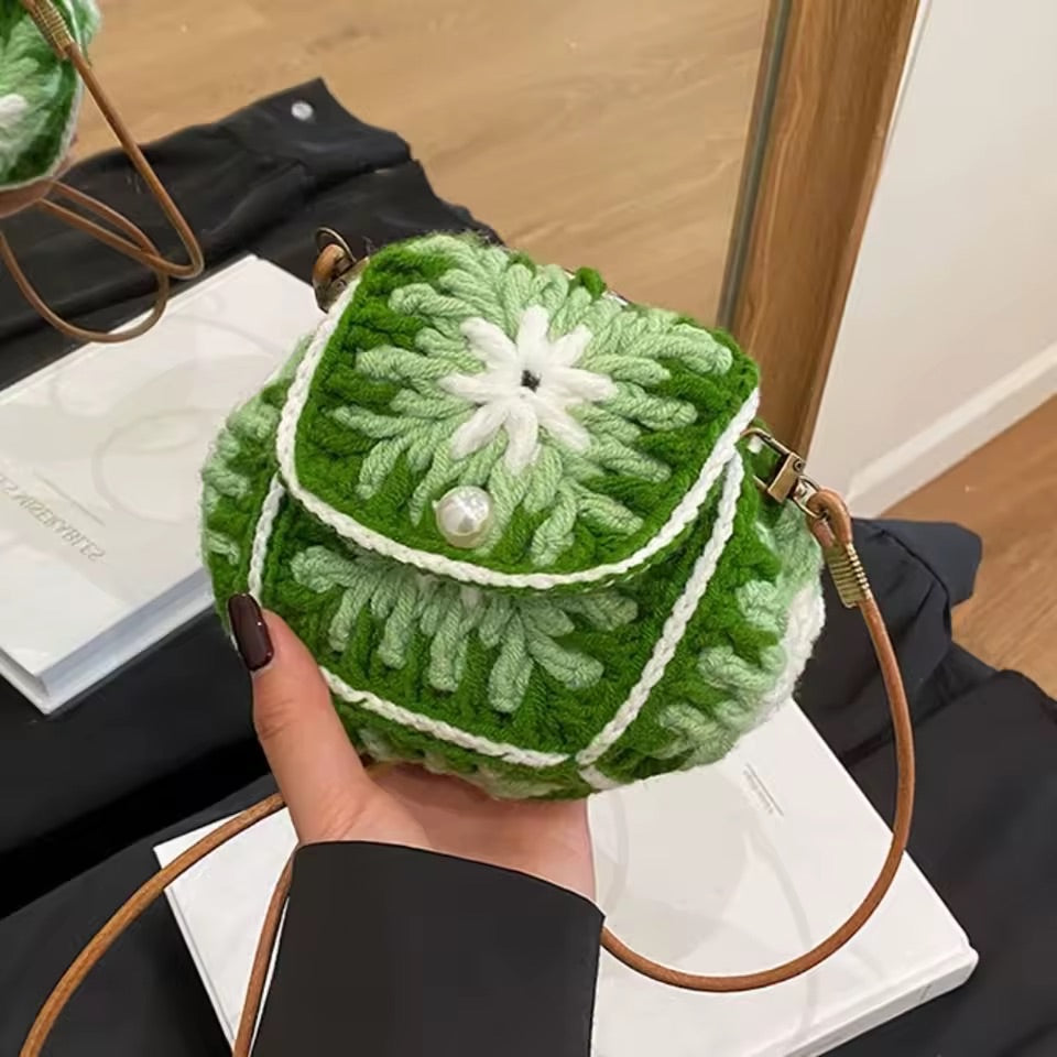 Mini Crochet Green Purse Bag