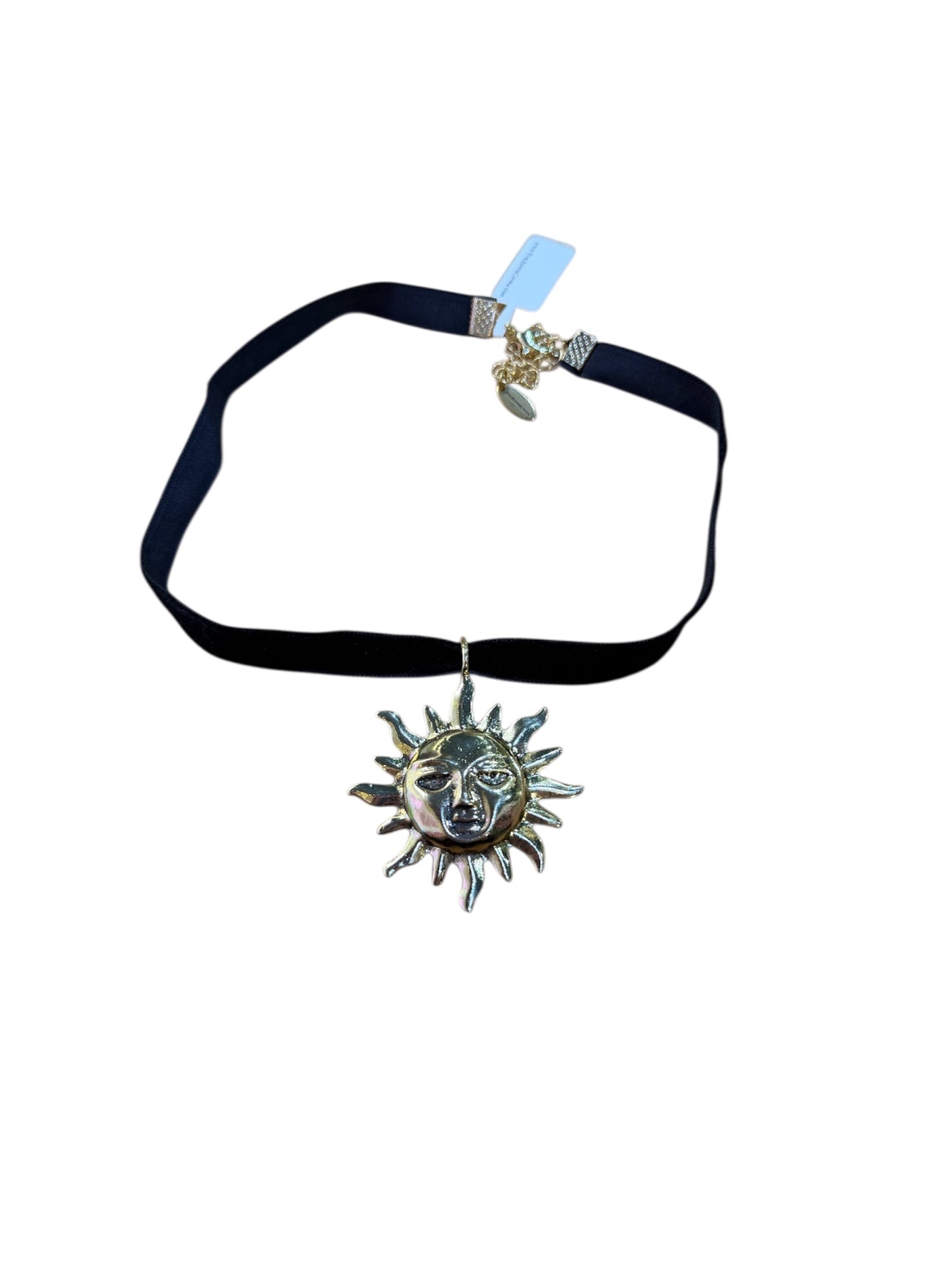 Gold Sun Charm Choker Necklace 