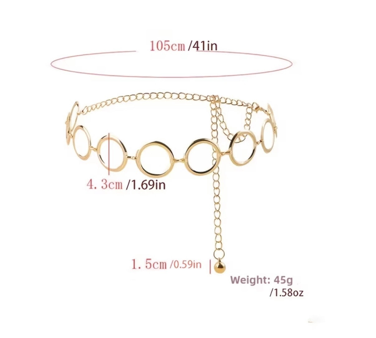 Studio 54 Gold Circle Chain Belt 