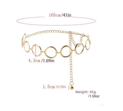 Studio 54 Gold Circle Chain Belt 