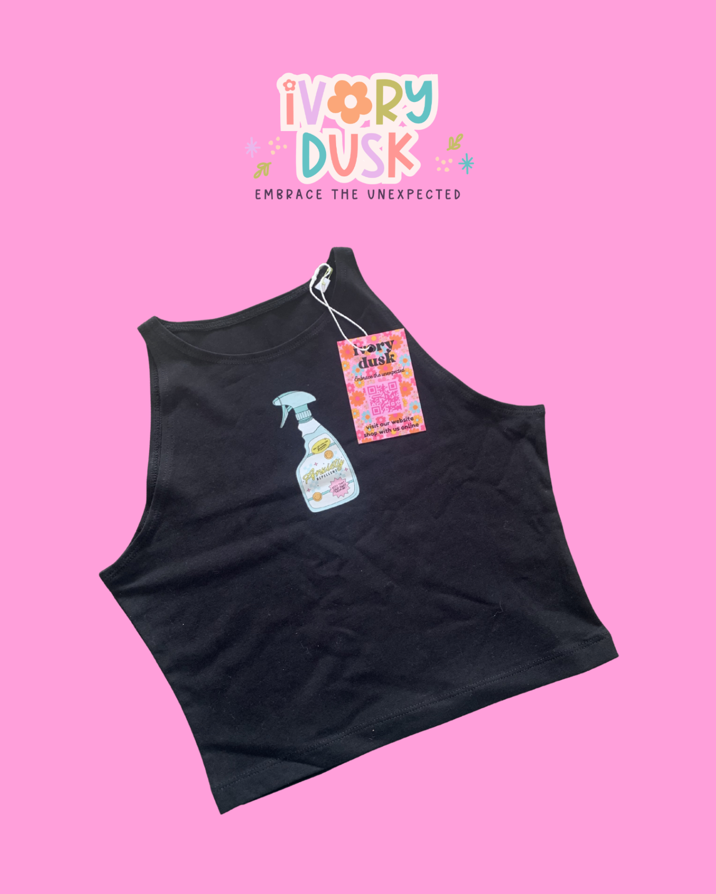 Anxiety repellent spray cropped black vest 