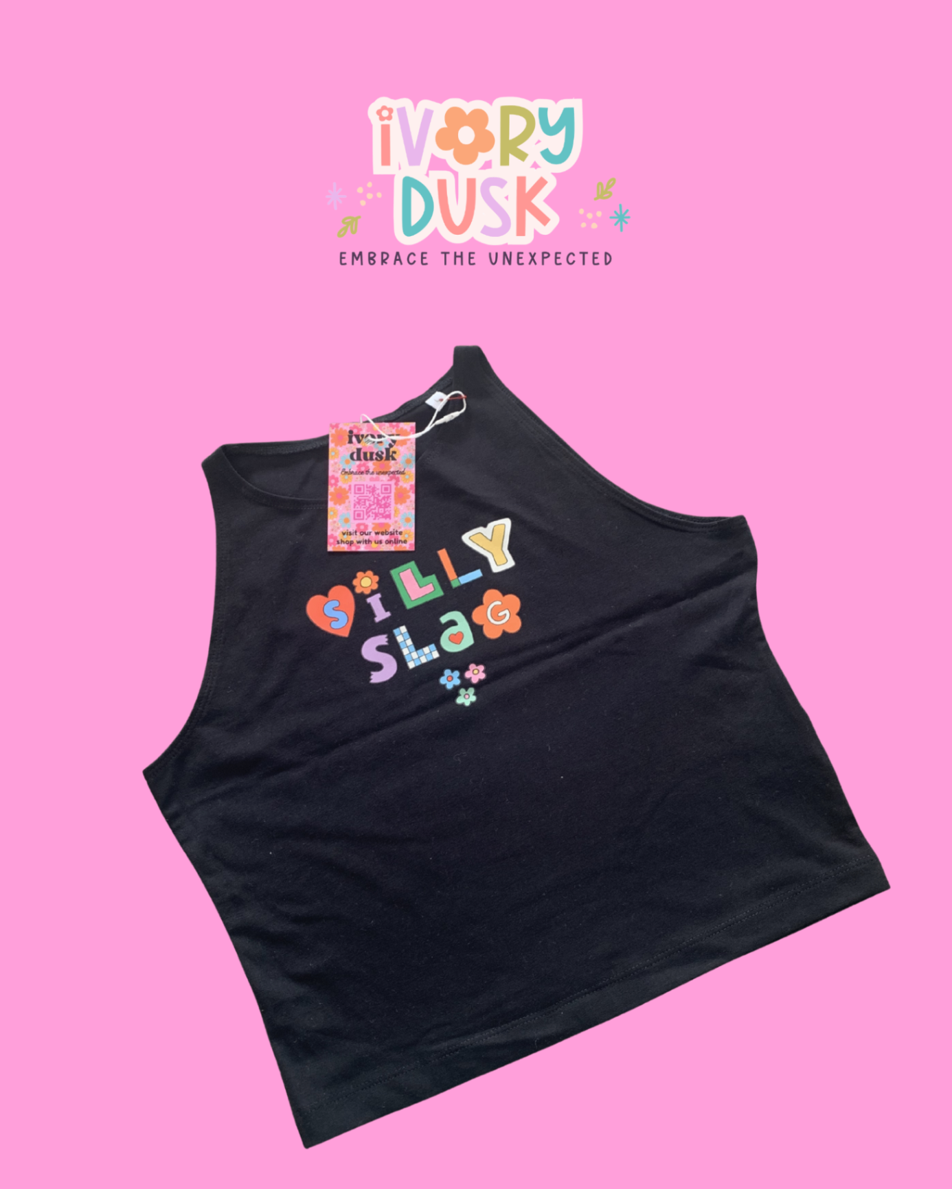 Silly slag cropped black vest