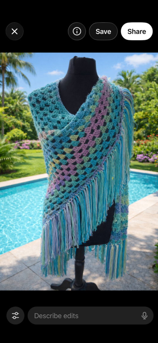 Blue multicolour shawl