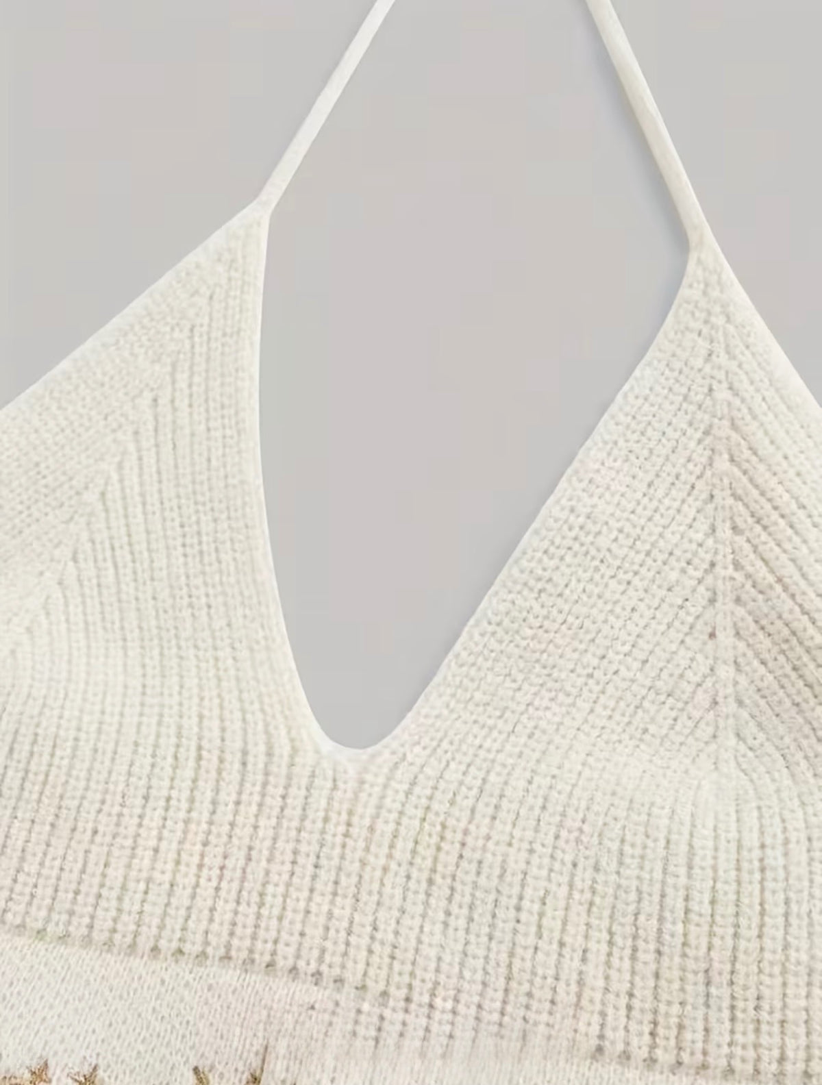 Golden cosmic embroidery Halter-neck top