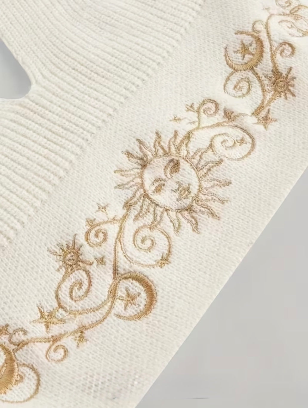 Golden cosmic embroidery Halter-neck top