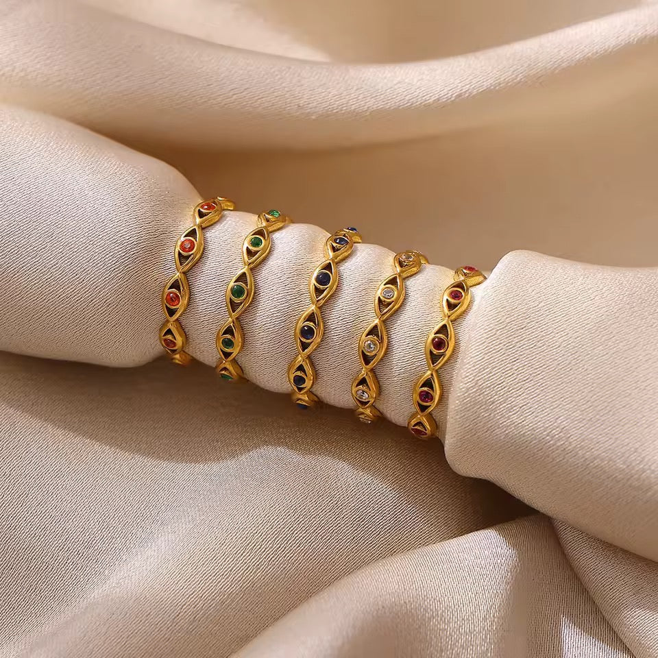 Guardian Eye Ring Green Gold