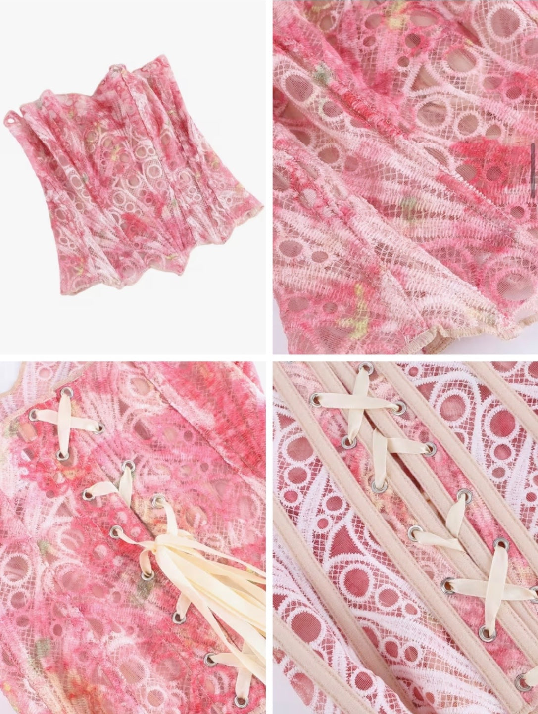 Pink Cosmic Wishbone Embossed Corset Large