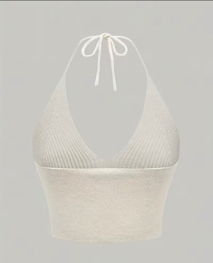 Golden cosmic embroidery Halter-neck top