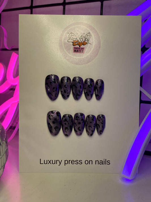 Purple Silver Cat Eye Cheetah Print