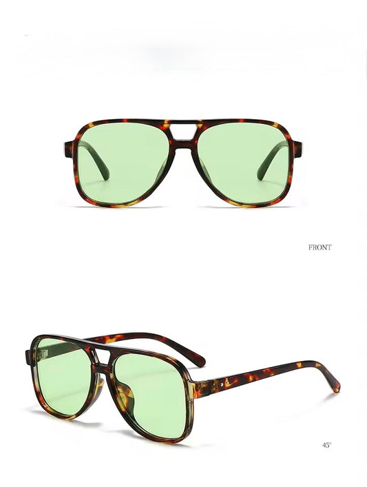 Luna Grove Aviator Sunglasses – Tortoiseshell Frame with Green Lens