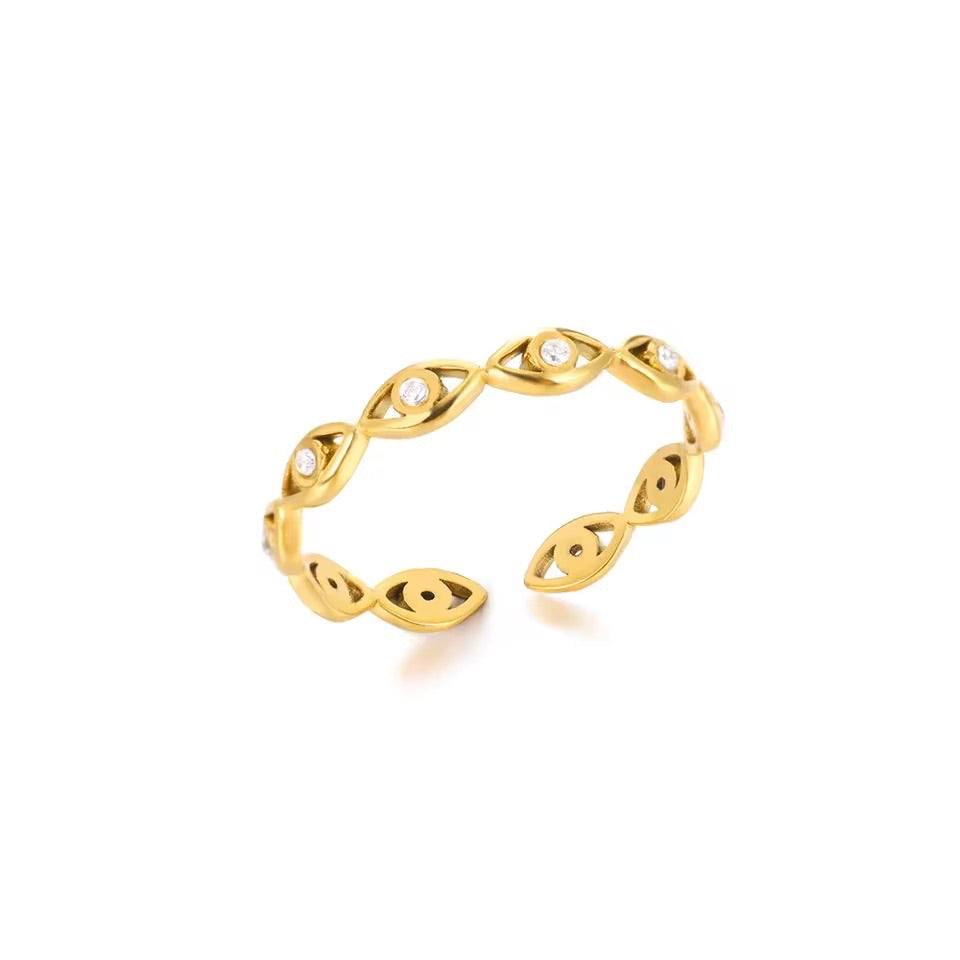 Guardian Eye Ring Clear Gold