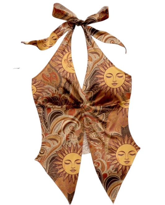 Cosmic Sun Halter-neck top Medium