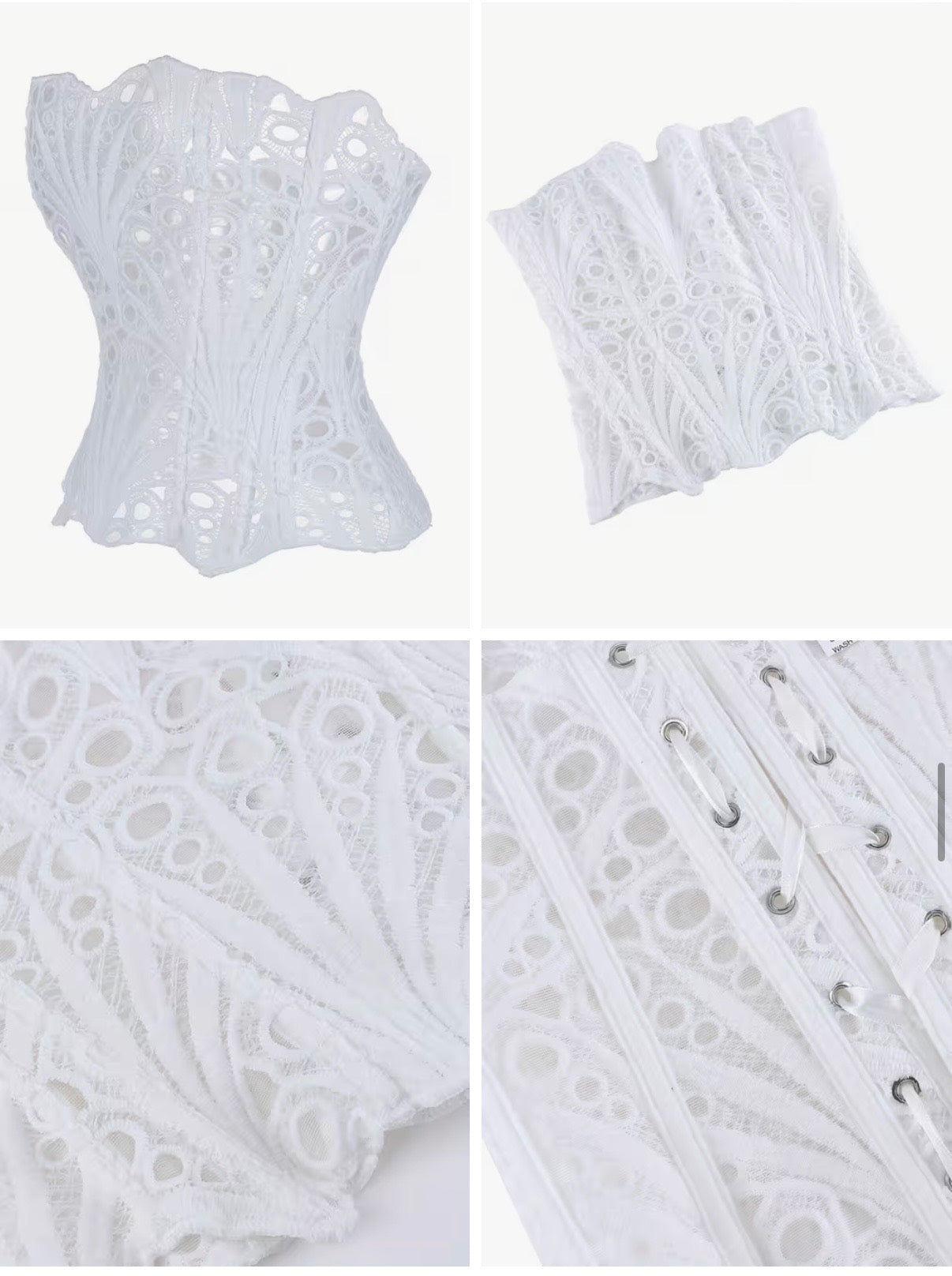 White Wishbone Embossed Corset Large