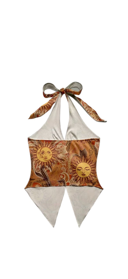 Cosmic Sun Halter-neck top Medium