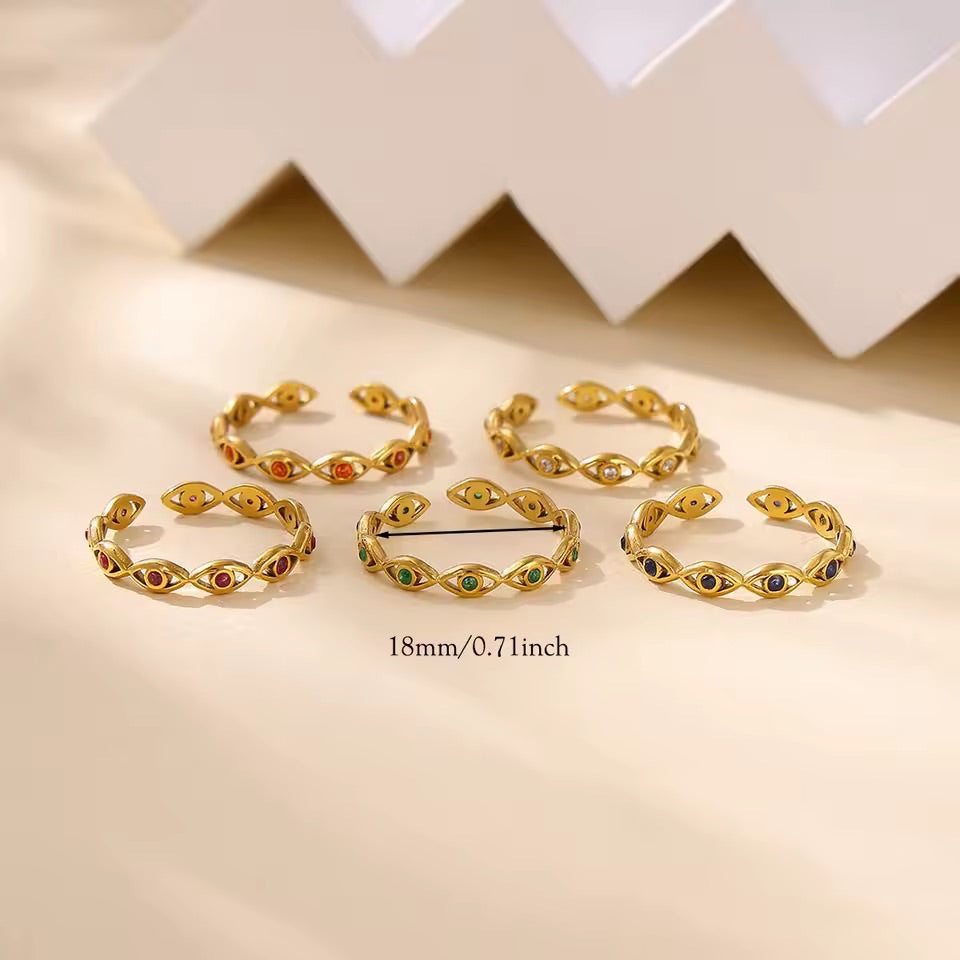 Guardian Eye Ring Green Gold