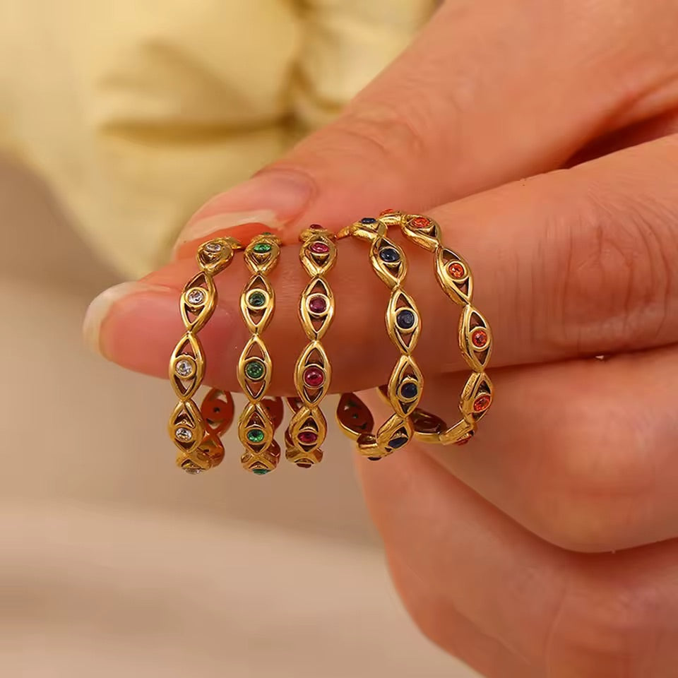 Guardian Eye Ring Green Gold