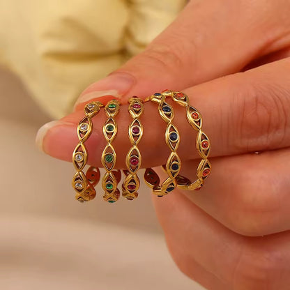 Guardian Eye Ring Green Gold