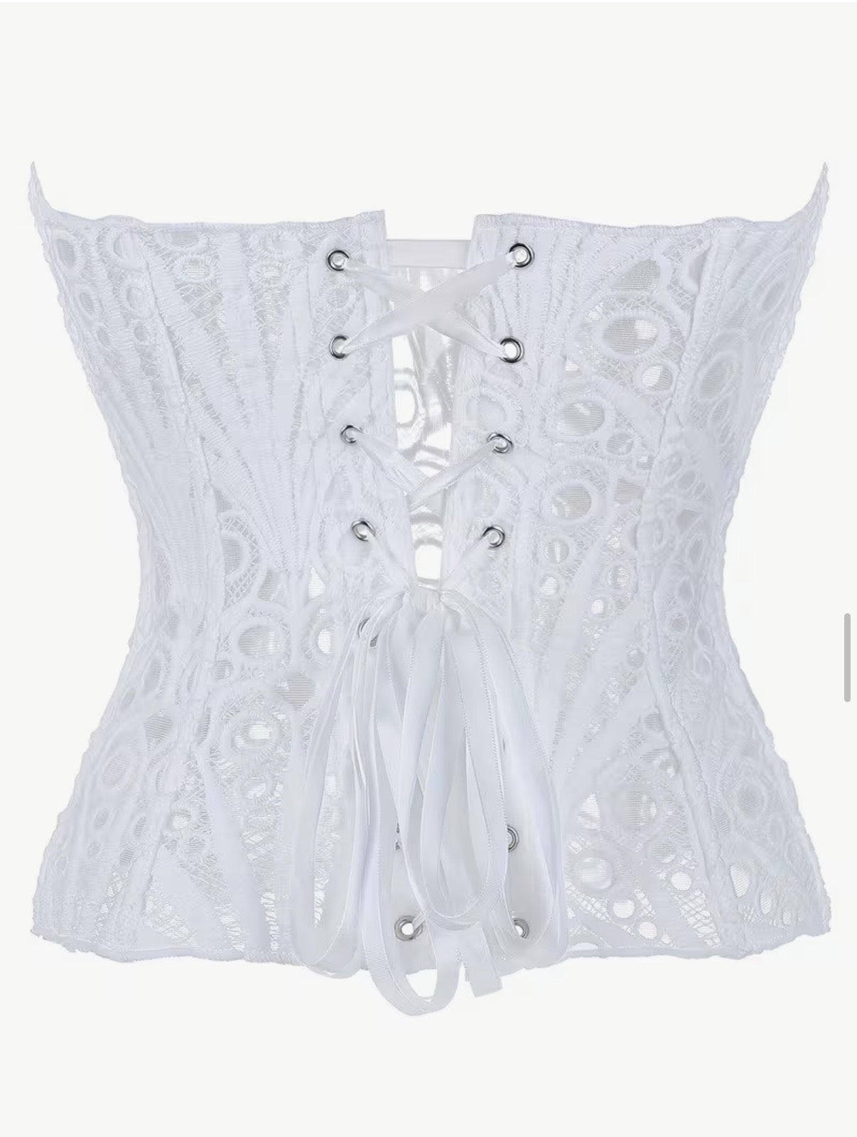 White Wishbone Embossed Corset Large