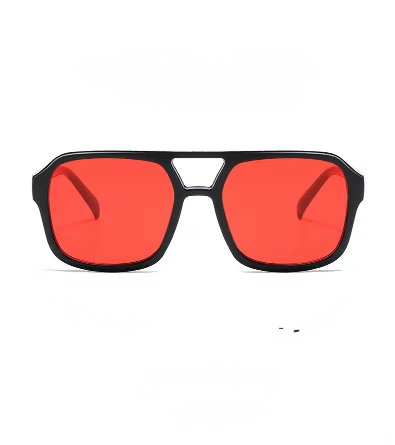 	Luna Inferno Aviator Sunglasses – Black Frame with Red Lens