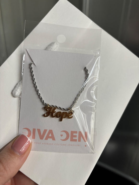 Mixed metal HOPE necklace 