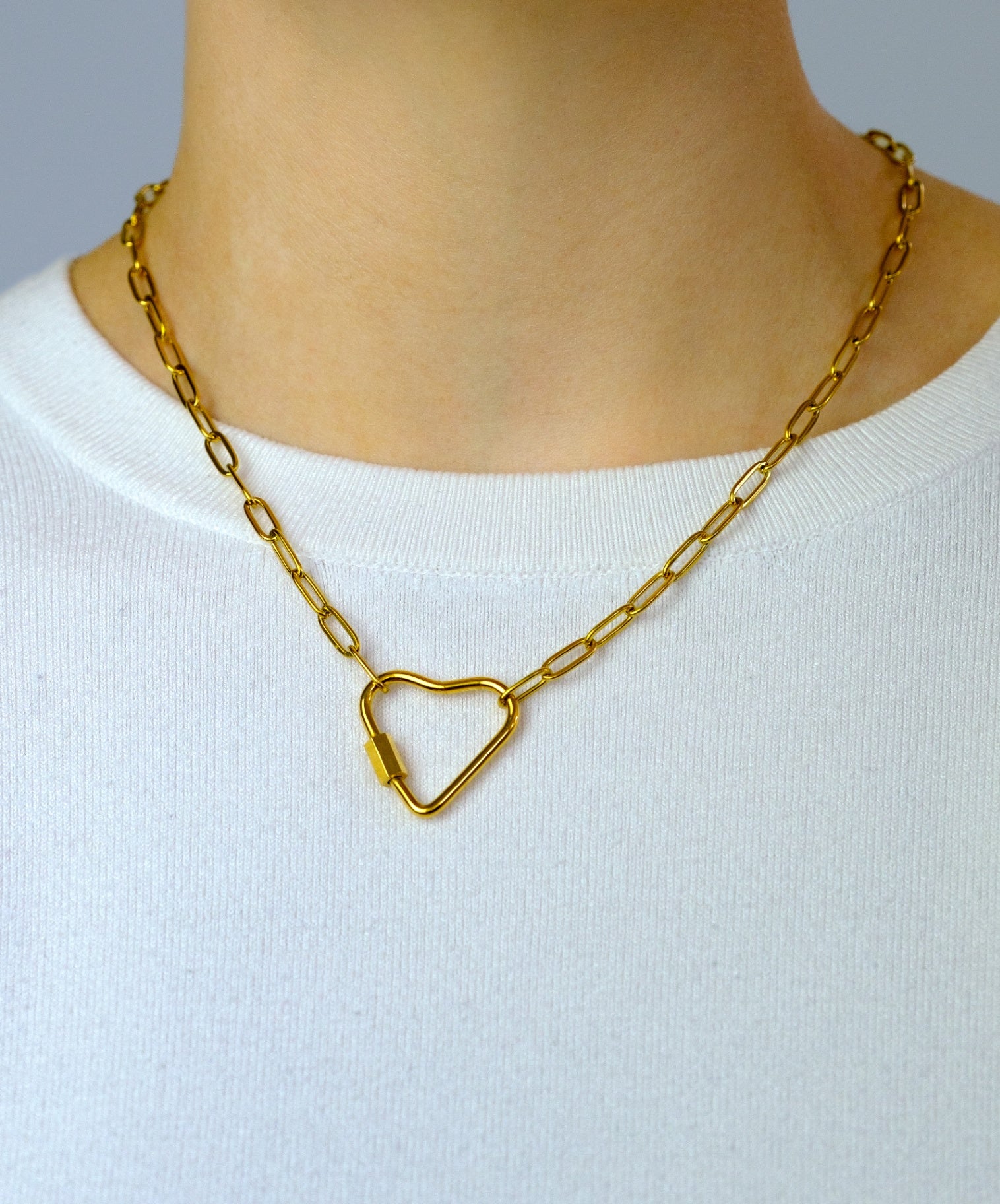 Gold Heart carabiner necklace