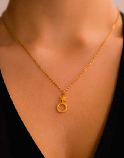 Gold non binary symbol necklace  - 16-20" inches